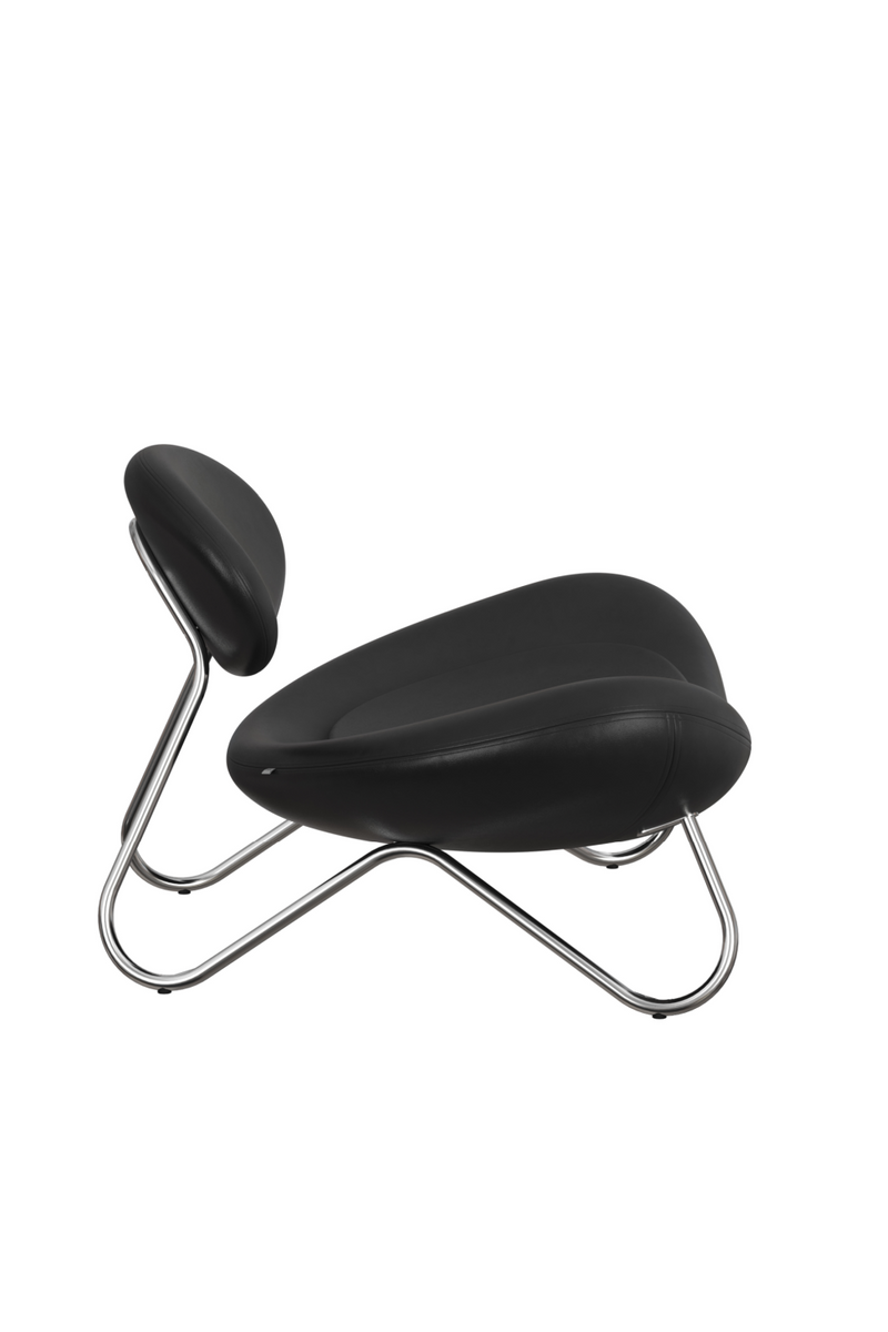 Minimalist Leather Chrome Lounge Chair | WOUD Meadow | Oroatrade.com