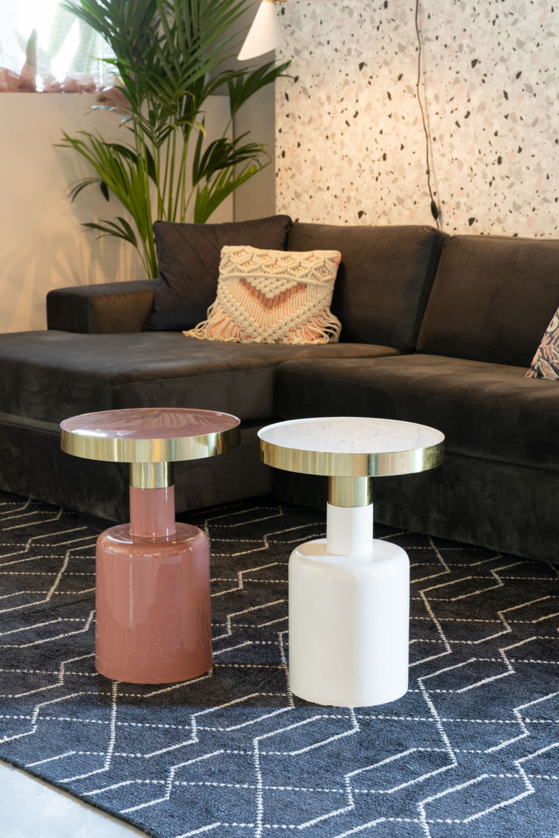 Pink Enamel Sculptural Side Table | Zuiver Glam | OROA TRADE