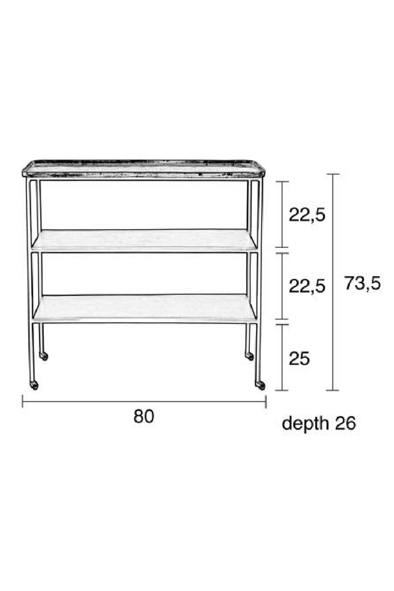 Rectangular Wheeled Side Table | Zuiver Gusto | Dutchfurniture.com