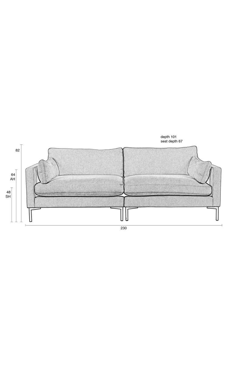 Dark Gray Upholstered 3-Seater Sofa | Zuiver Summer | OROA TRADE